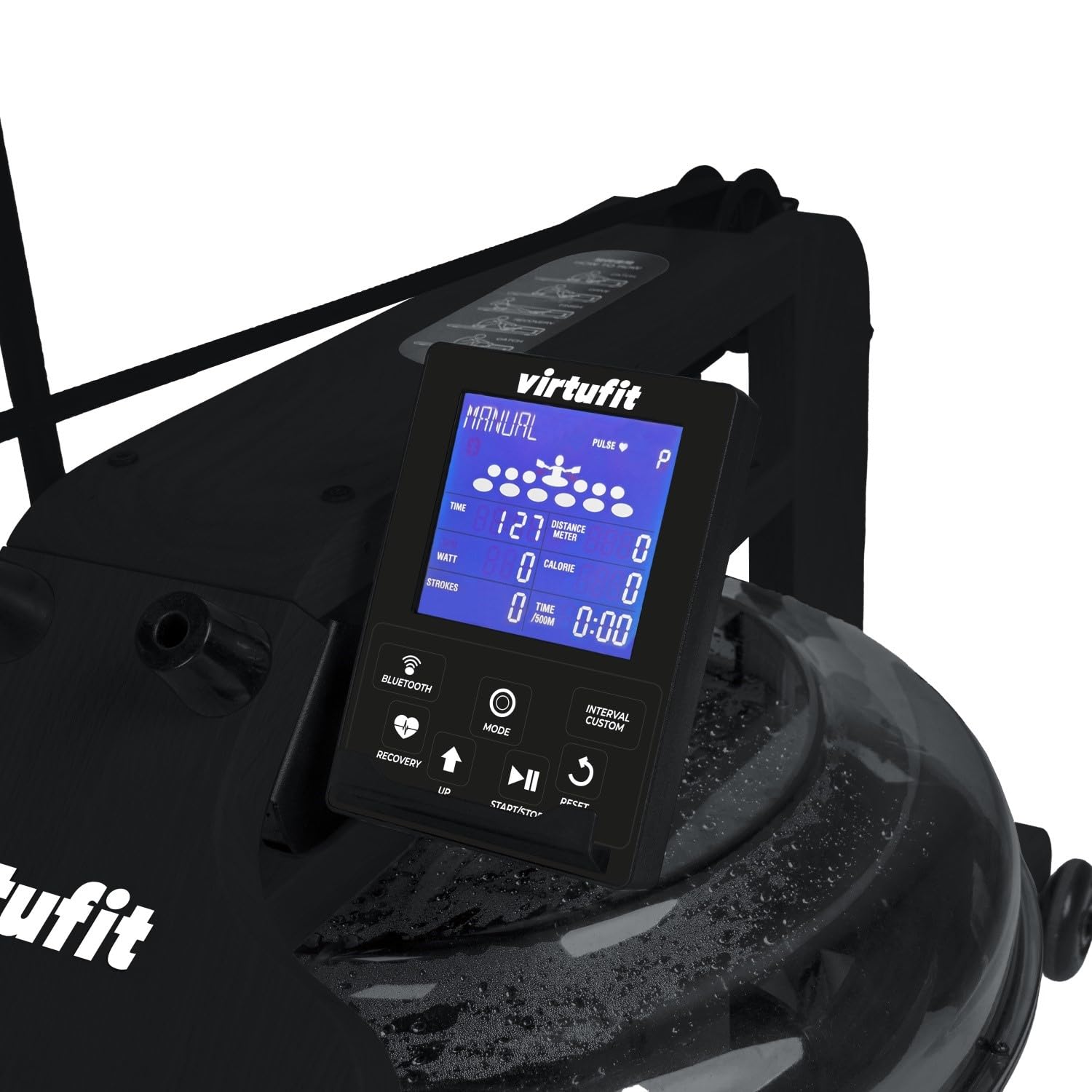 VirtuFit Elite Wasserwiderstands-Rudertrainer aus Holz - Schwarze Ausgabe - Rudermaschine - Wasser Rudertrainer - kostenloser Trainingsplan