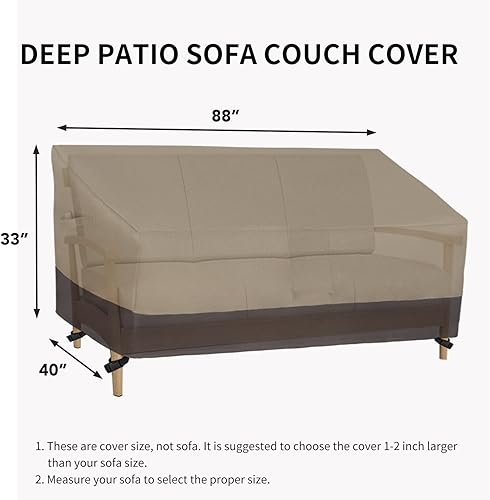 Miniatura 118 de Easy-Going Funda impermeable para sofá de exterior, funda resistente para sofá de patio de 3 plazas, resistente al viento, funda para muebles