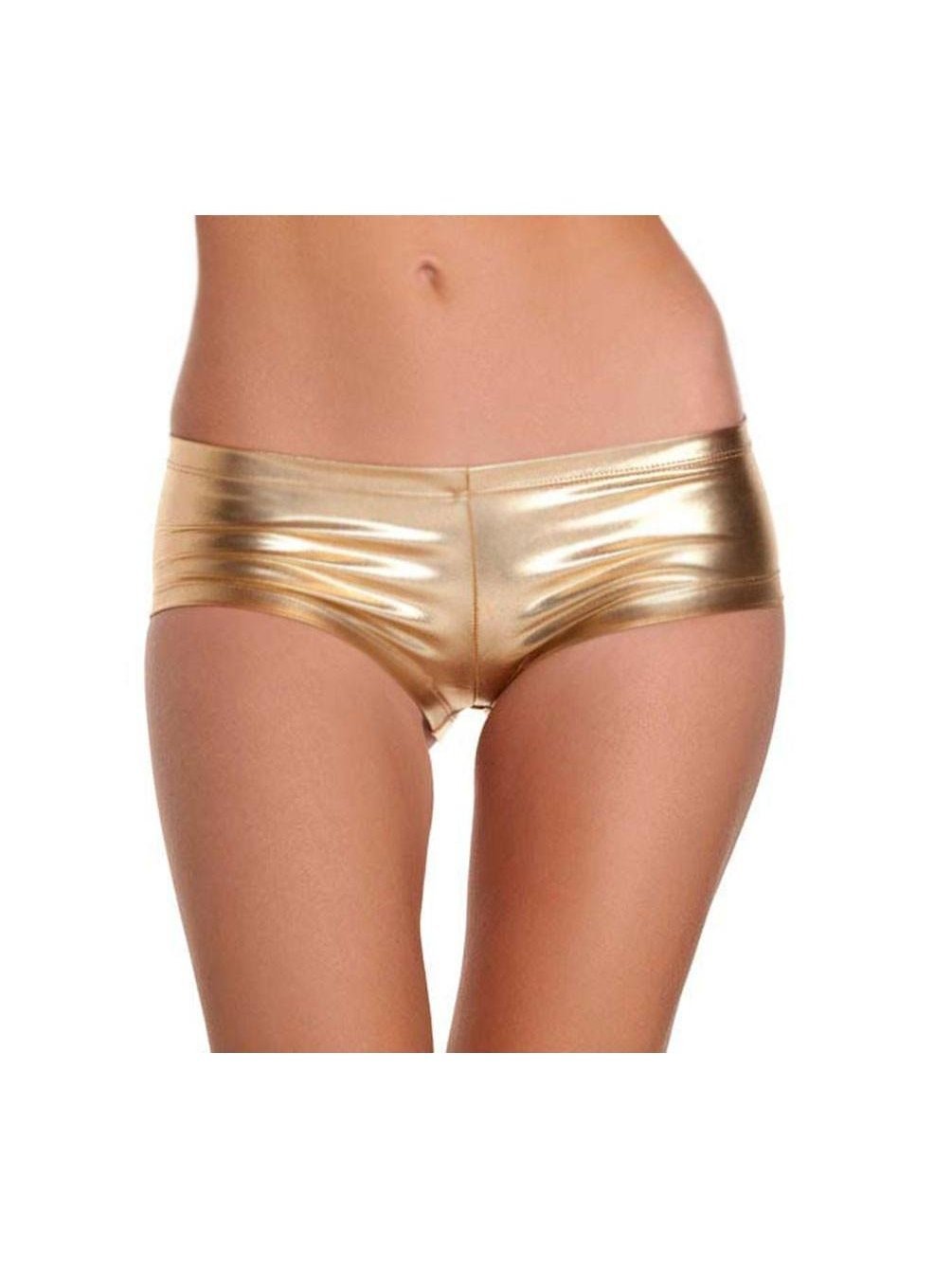 Be Wicked Shiny Lycra Booty Shorts Gold