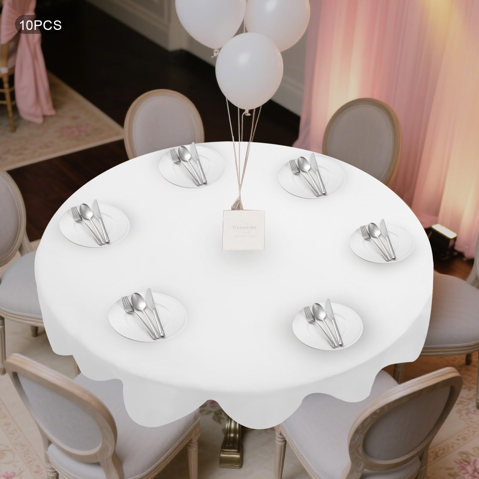 10 manteles de mesa, mantel redondo de 90 pulgadas, manteles lavables para bodas, cumpleaños