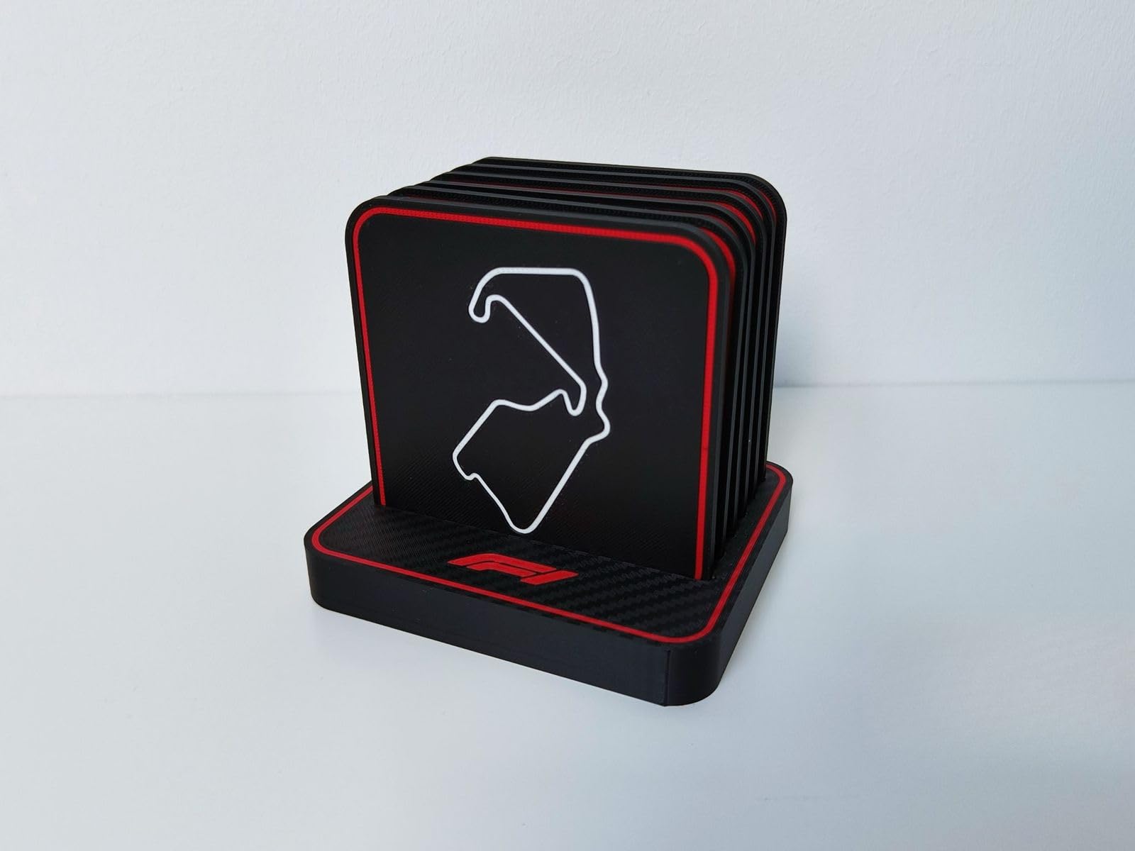 Formula One Circuit Coaster Set with Holder – 6 Premium Formula One Circuit Design Drink Coasters – Non-Slip – Modern Car Enthusiast Gift-image-10