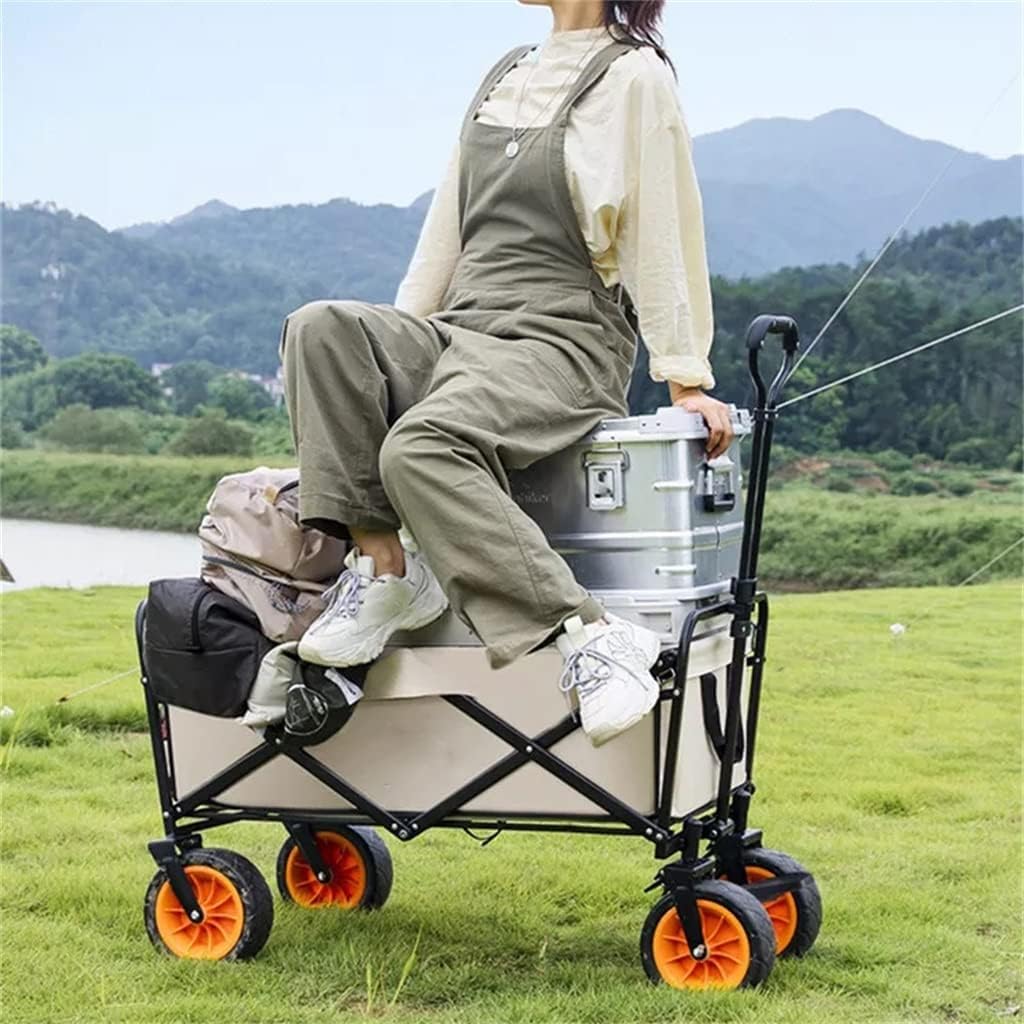 Chariot utilitaire d'extérieur pliable – Chariot portable de 20,3 cm pour le camping, le jardinage, le sport, la plage – Chariot robuste avec capacité de poids de 120 kg
