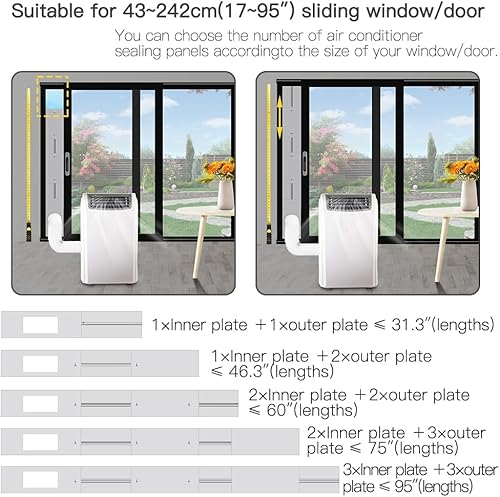 Miniatura 8 de Aozzy Kit de ventana de aire acondicionado portátil con manguera de escape de CA de 5.9 pulgadas, bloqueo de seguridad y burlete de clima, acoplador