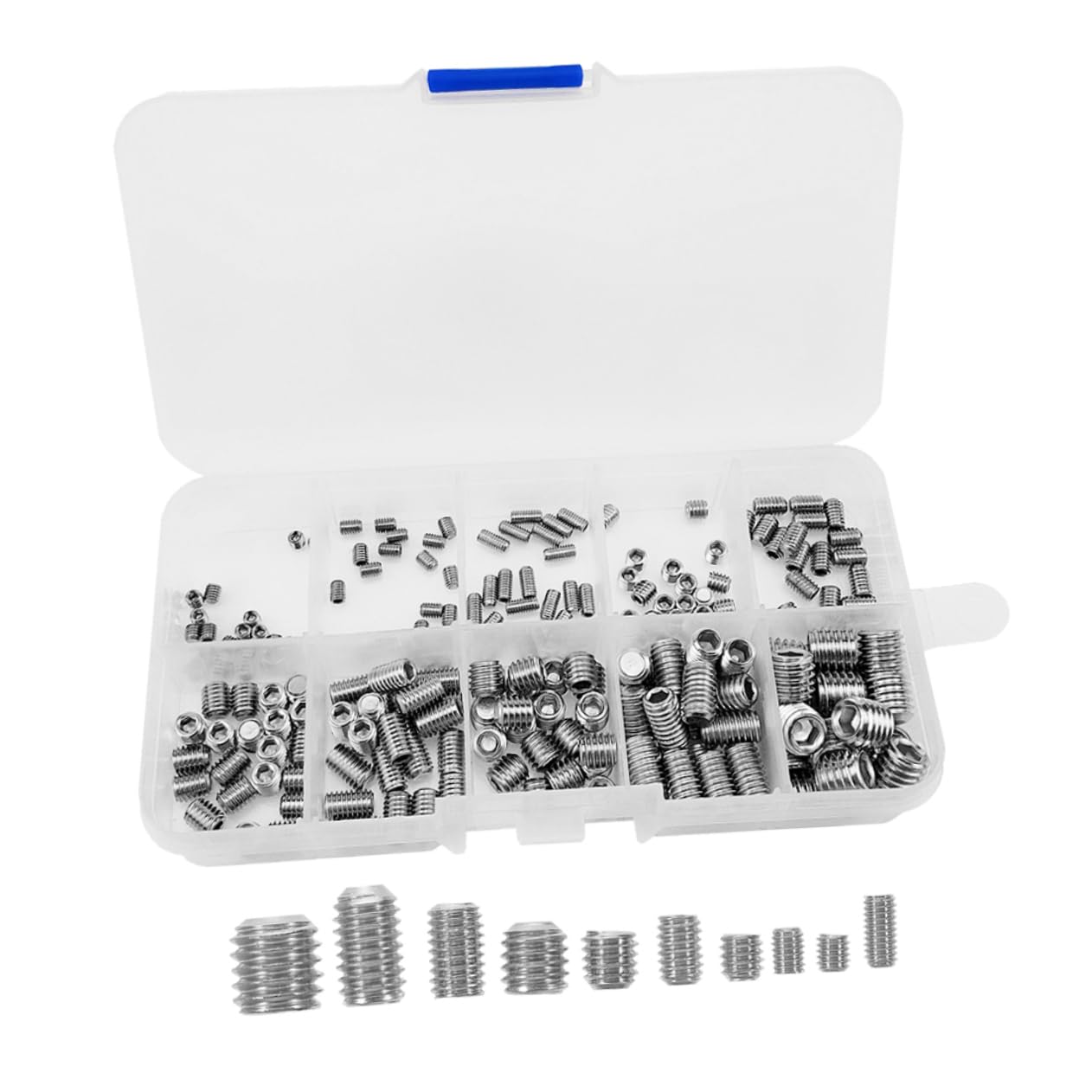 Socket Grub Screw Assortment Kit Headless Machine Screws for Engineering and Repair Applications Reliable Fastening Cardboard Packaging