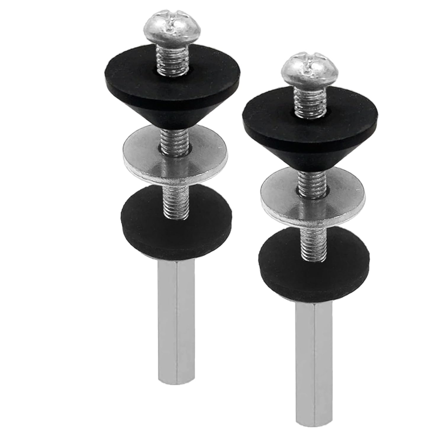 2 Pack Toilet Seat Screws,Universal Toilet Gasket Replacement Kit Compatible with Kohler/American Standard/TOTO with Rubber Washers Gaskets and Extra Long Nuts(Silver)