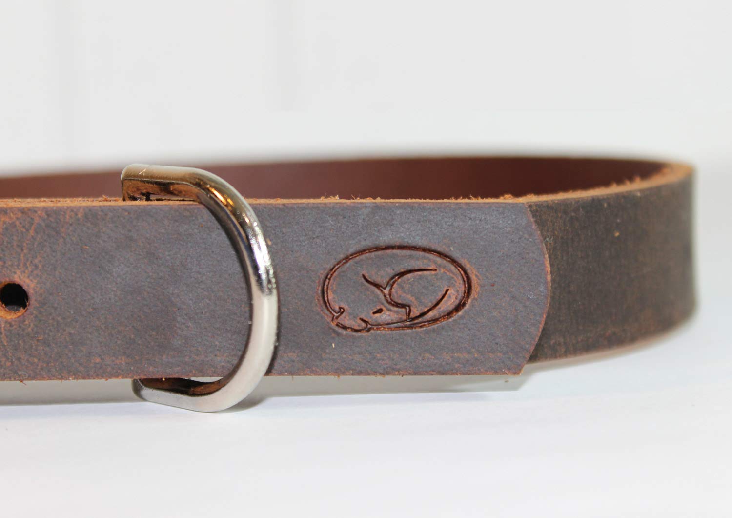 Collar para Perro de Cuero Grueso de Grano Completo, Fabricado en Virginia