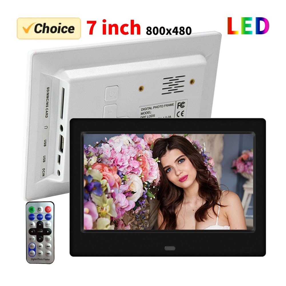 de Fotos Digital HD de 7 Pulgadas 800x480 LED Álbum de Fotos Electrónico Inteligente de Fotos LCD con Control Remoto-Enchufe Europeo B