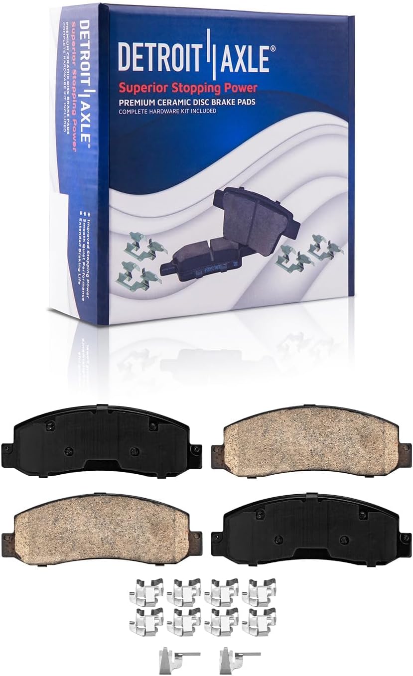 Detroit Axle - Front Brake Kit for 05-12 Ford F-250 F-350 Super Duty, 10-12 F-450 Super Duty Replacement 2005 2006 2007 2008 2009 2010 2011 2012 Drilled Slotted Brakes Rotors Ceramic Brake Pads