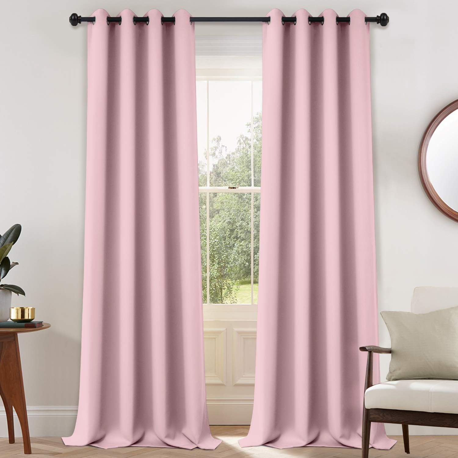 Yakamok Light Blocking Window Blackout Curtains Thermal Insulated Room Darkening Drapes for Bedroom,Solid Grommet Top Window Panels