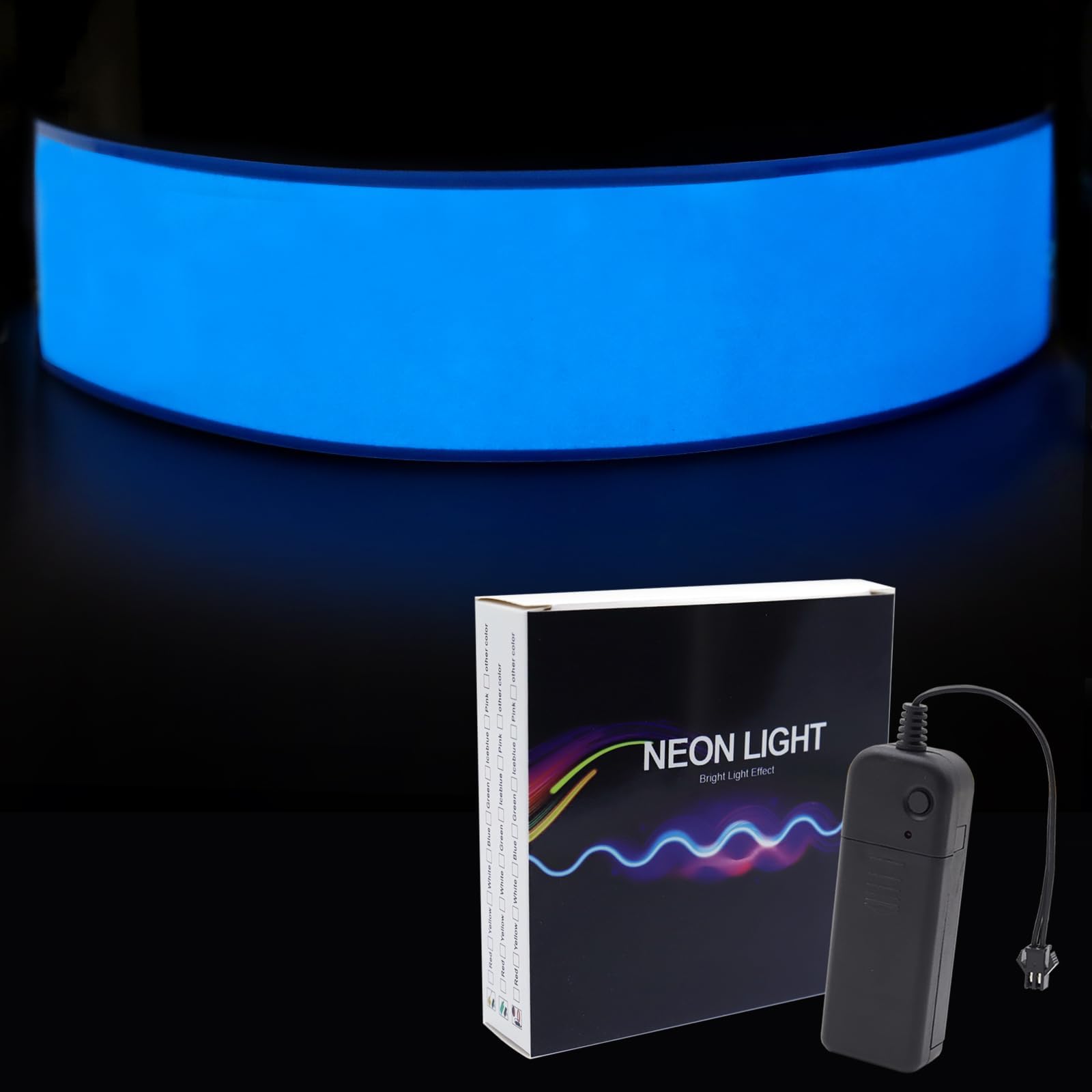 Flexible Led Panel 5x30 cm Blue,Electroluminescent Panel Sheet EL Tape Cuttable Soft for Mask Eye Cosplay Party Decor DIY-Continuous/Slow Flash/Fast Strobe