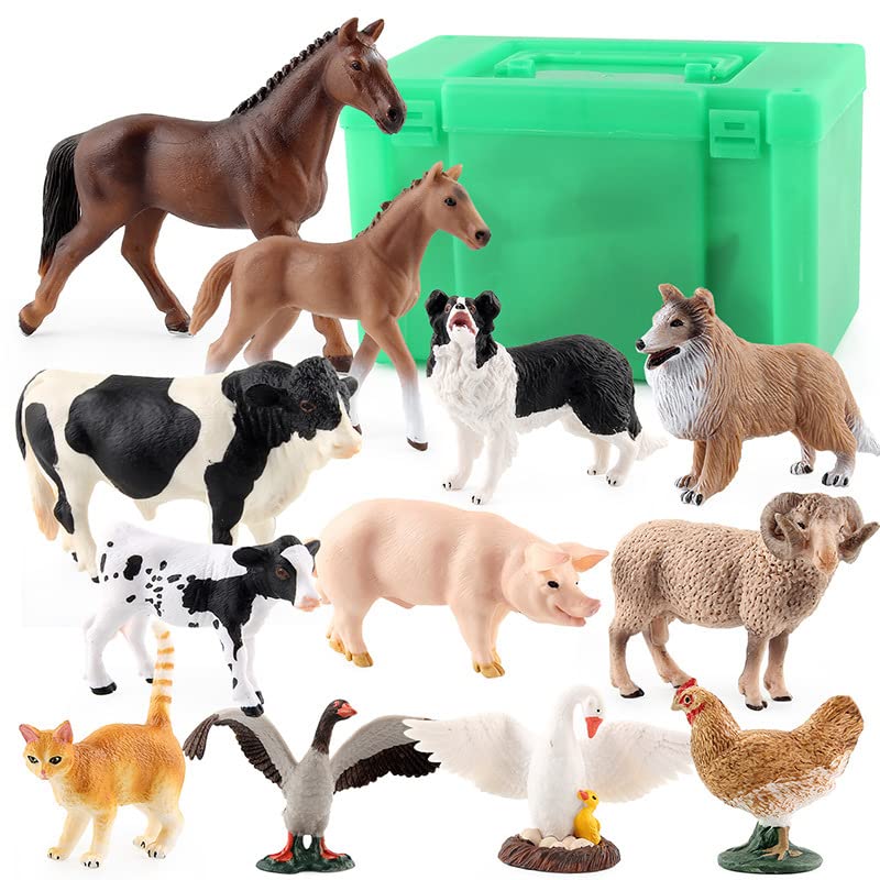 TOBOYO Farm Animal Model Toy Set mit Aufbewahrungsbox Verschiedene Ranch-Modelle (12 Stück) Kognition der Kinder… – Bild 4