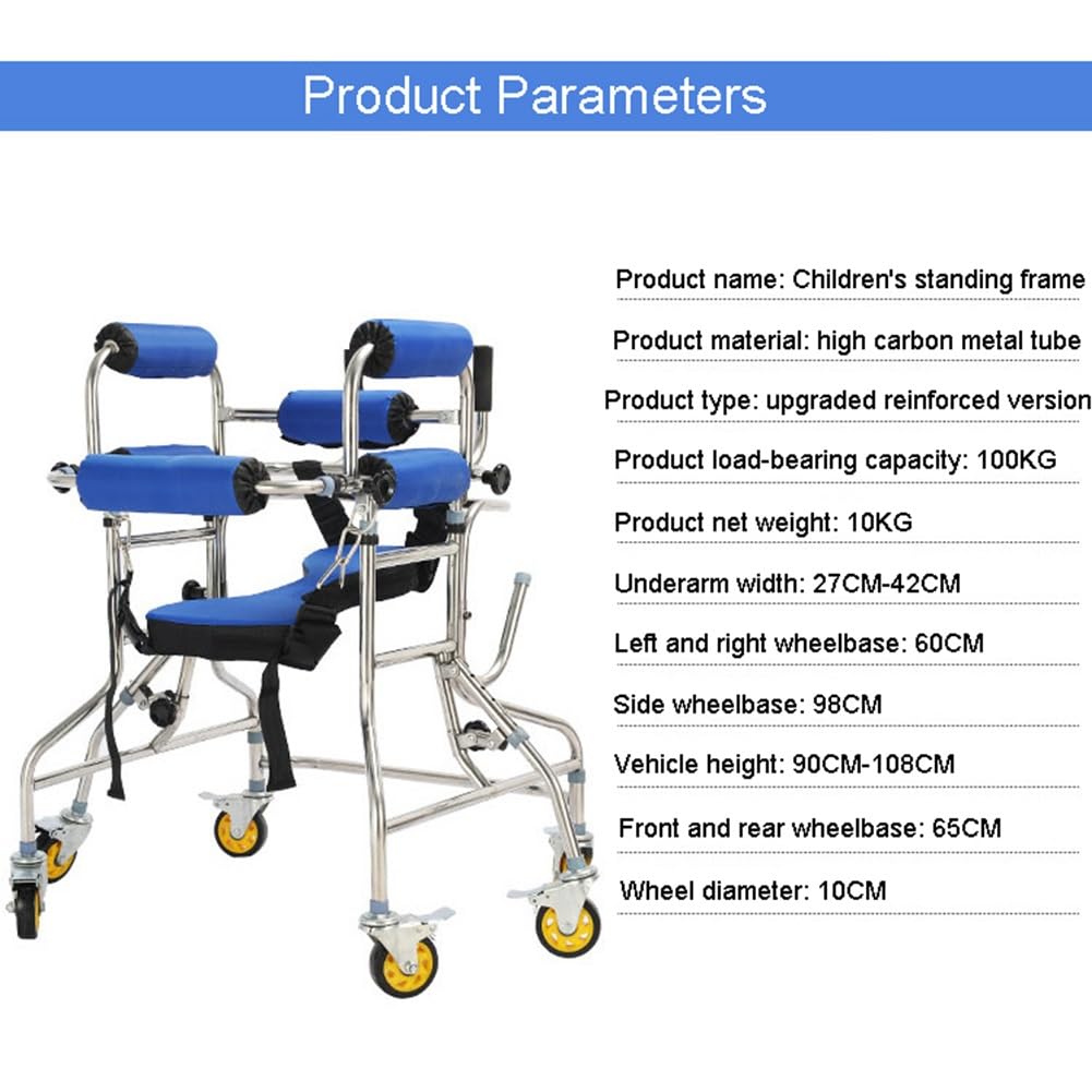 Andador infantil vertical con marco de acero inoxidable, andador móvil para rehabilitación de hemiplejia, adecuado para niños de 50 a 59 pulgadas