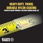 Klein Tools 9125 Tape Measure, Heavy-Duty Measuring Tape with 25-Foot Single-Hook Nylon Reinforced Blade, with Metal Belt Clip