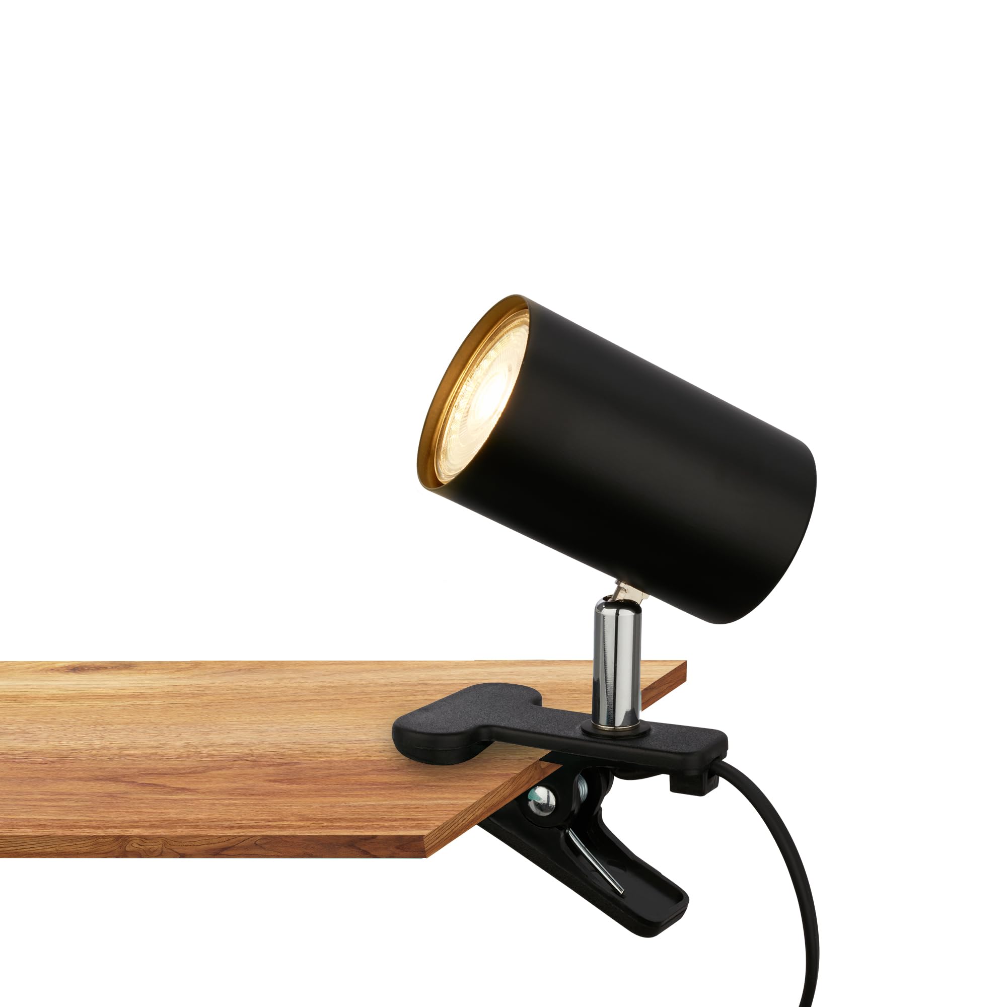 BRILONER - Desk lamp with Cable Switch, swivelling, Plug, Reading lamp, clamp lamp, clamp Light, Bedside lamp, Reading Light for Children, Office lamp, Bed lamp, 16.5x6.5x12cm, Black