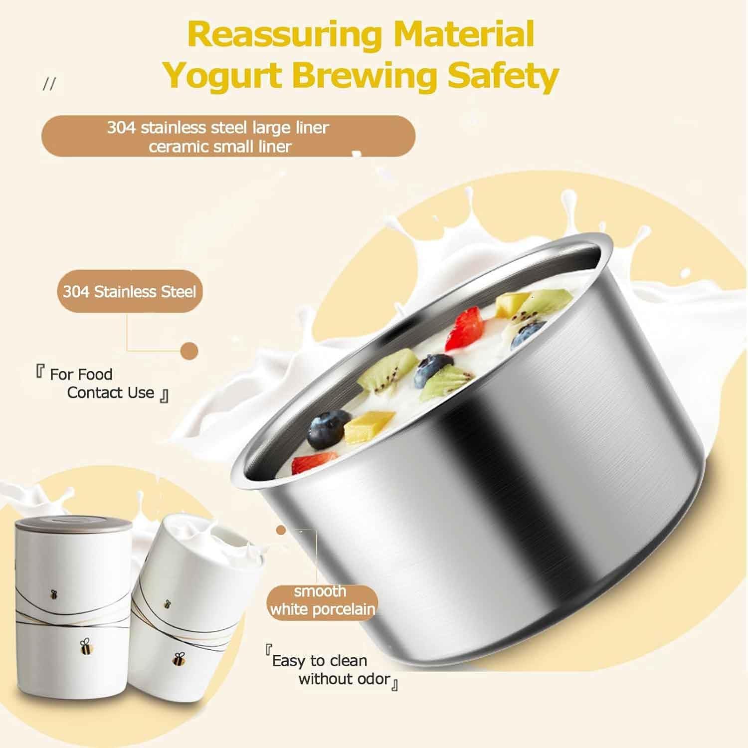 Automatyczna maszyna do jogurtu 1000 ml, 20 W, termostatyczna maszyna do jogurtu z 4 ceramicznymi kubkami, do domowego jogurtu i sera