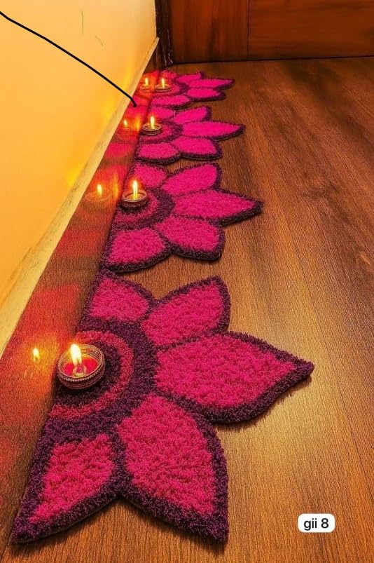 Image of Rangoli Floor Decoration Mat, Haldi & Mehndi Ceremony, Pooja and Festivals | Traditional Floral Design Decorative Mat for Home Entrance, Mandap & Event Decor
