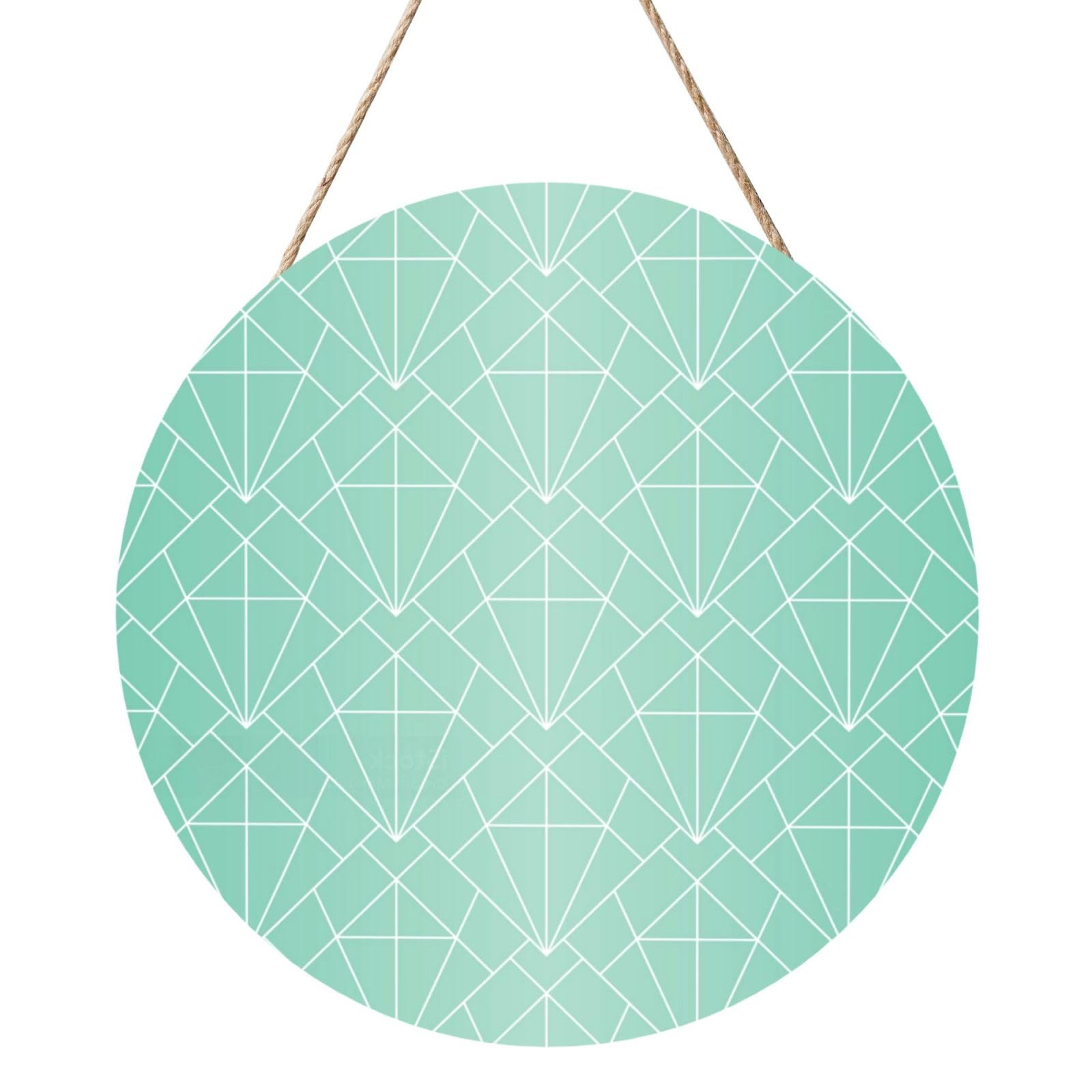 InOmak Art Deco Seamless Pattern, Round Wood Panel Painting 12 in, Wall Hanging Painting For Home