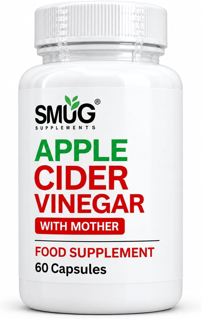 Apple Cider Vinegar Capsules with Mother โ 1800mg Per Serving โ 60 Vegan Capsules โ Made in Britain โ SMUG Supplements