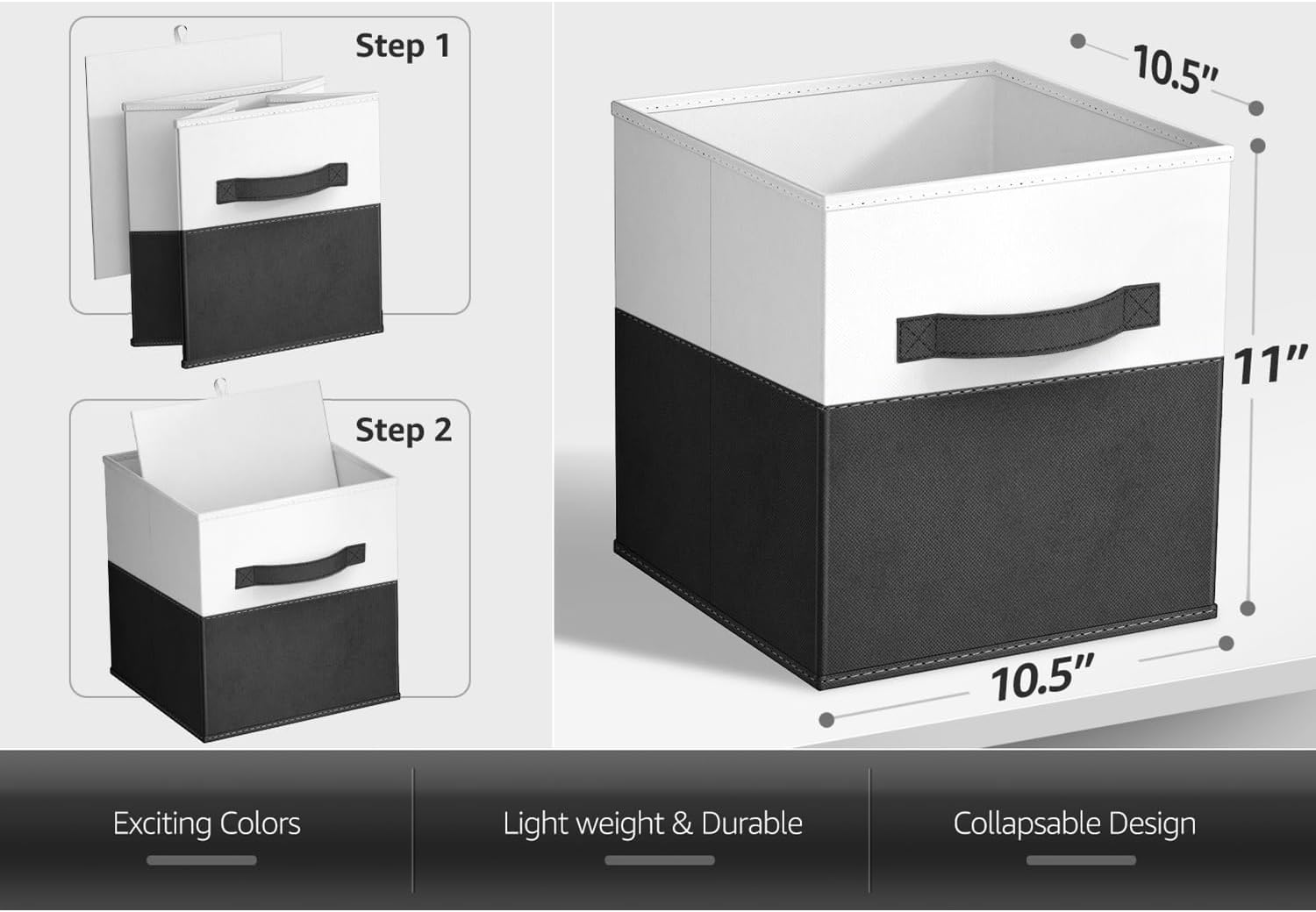 Sorbus Foldable Storage Bins – 6-Pack Fabric Storage Cubes, 11-Inch Cube Organizer Bins for Closet, Shelves, and Cubby Storage – Collapsible Cloth Storage Baskets for Home Organization