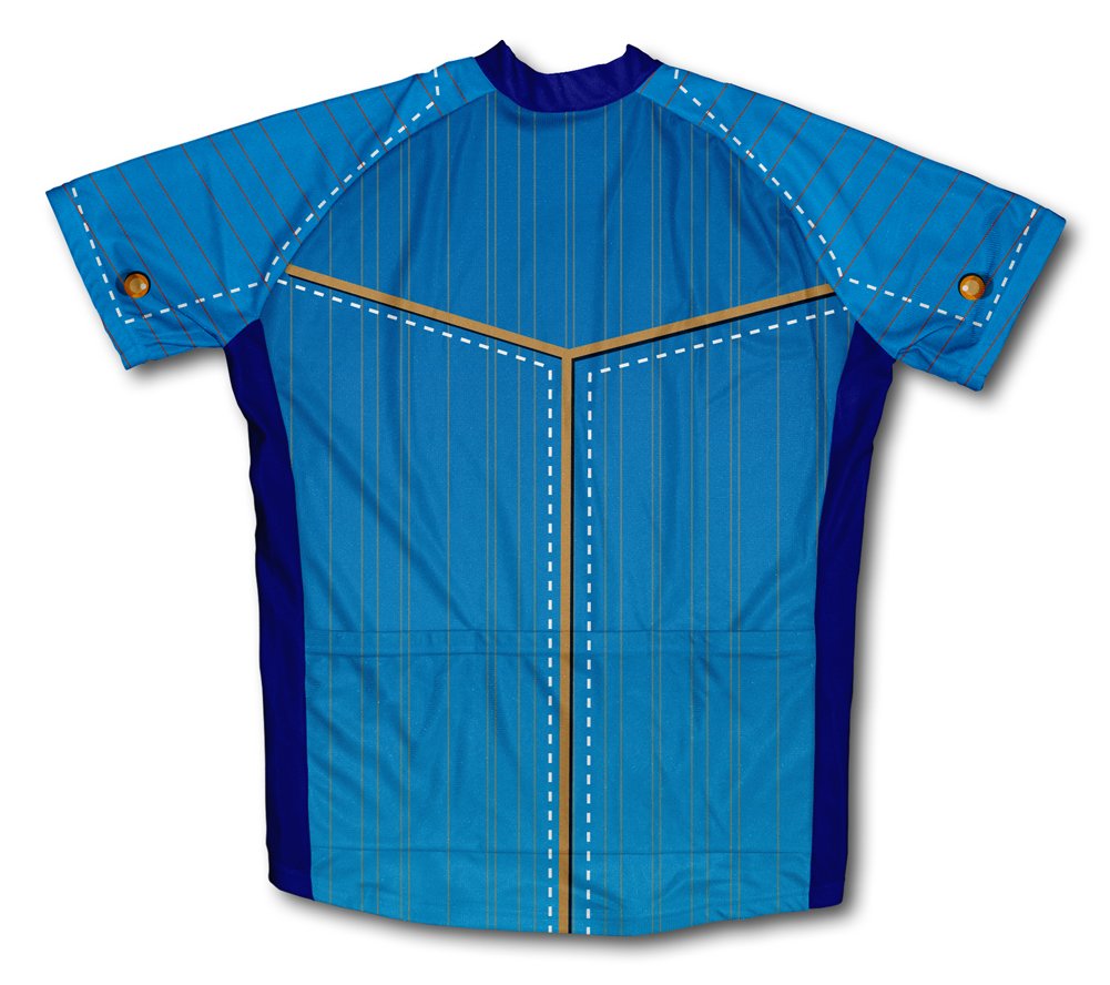 ScudoPro Blue Western Denim Short Sleeve Cycling Jersey for Youth - Size XS