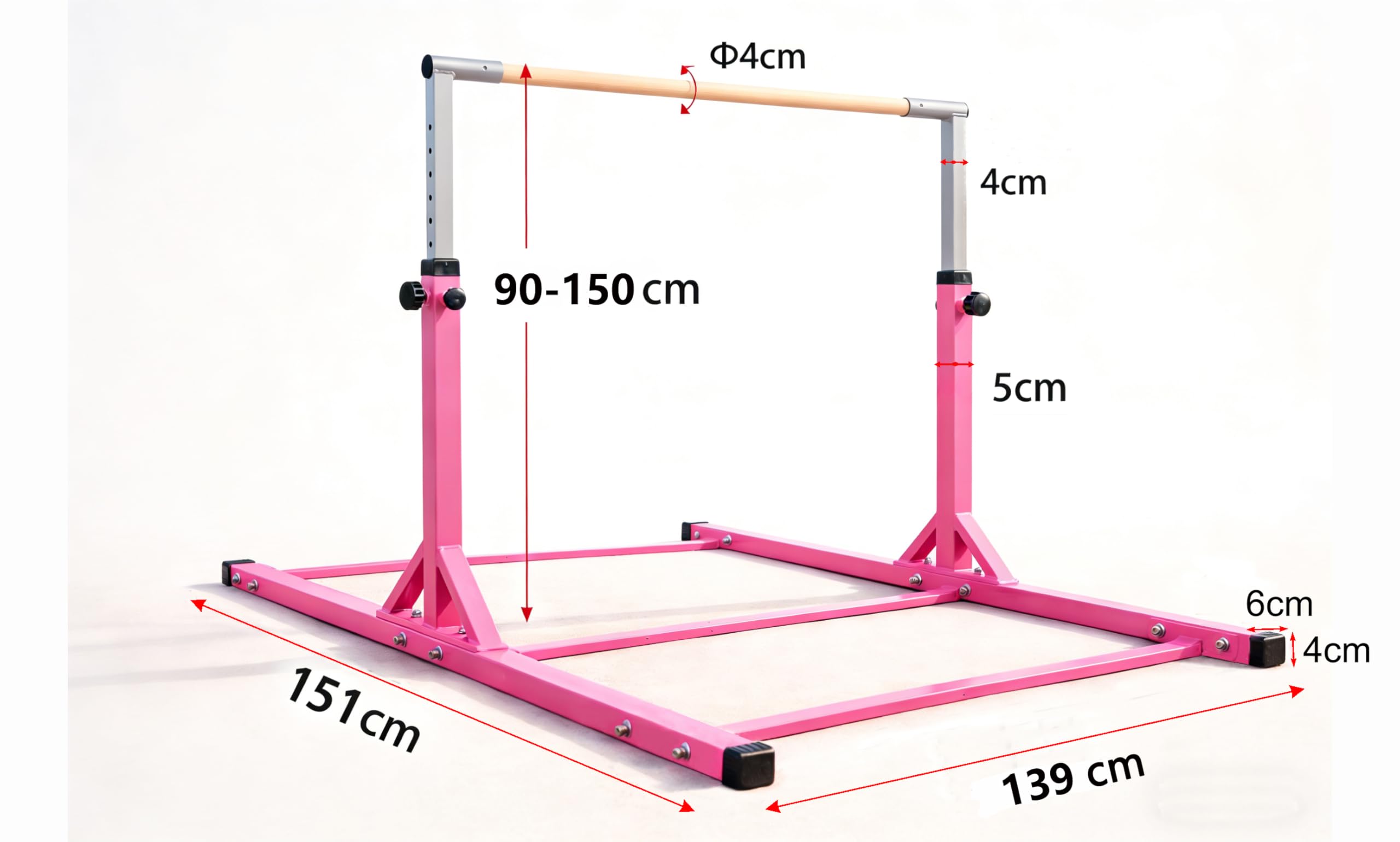 Barre de gymnastique pour enfants réglable en hauteur et équilibrage, 139 x 136 x 95-150 cm
