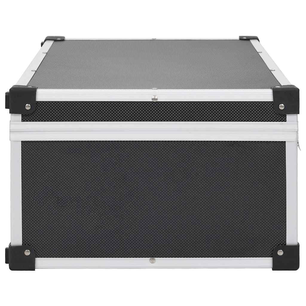 Custodia CD per 80 CD, in alluminio ABS nero, con serratura, con angoli rinforzati, 56,5 x 29,5 x 18,5 cm, per una raccolta multimediale ordinata