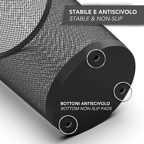 IPEA Papierkorb aus schwarzem Metallgitter – 26 x 23 cm – Abfalleimer für Recyclingpapier, geeignet für Büro, Zuhause, Zimmer, Schule – Aus Metall – Mülleimer für Schreibtisch, Tisch, Möbel