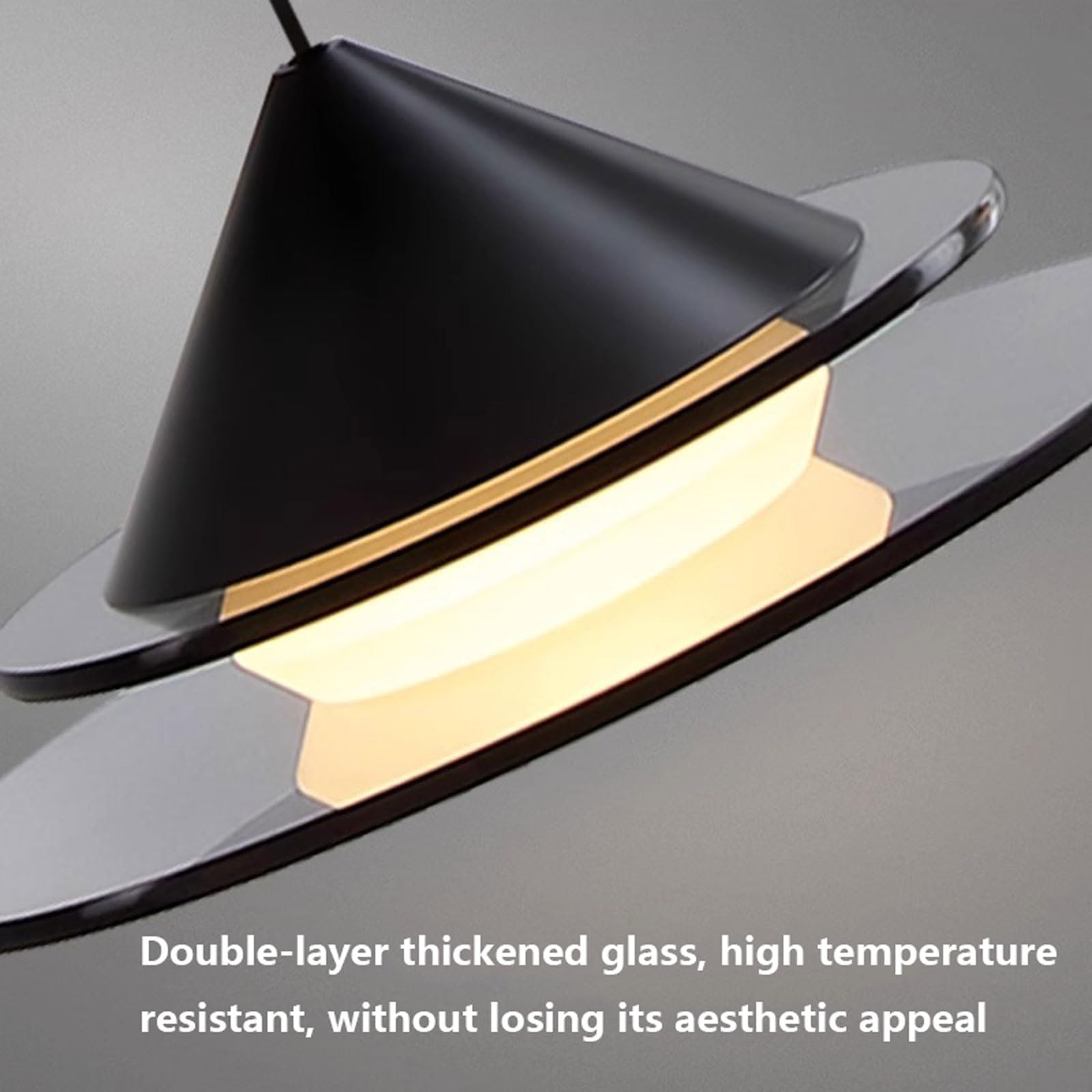 Lámpara colgante de noche de estilo italiano, creativa, de doble capa, LED de espectro completo, de cristal negro, ideal para dormitorios, salas de estudio y balcones.