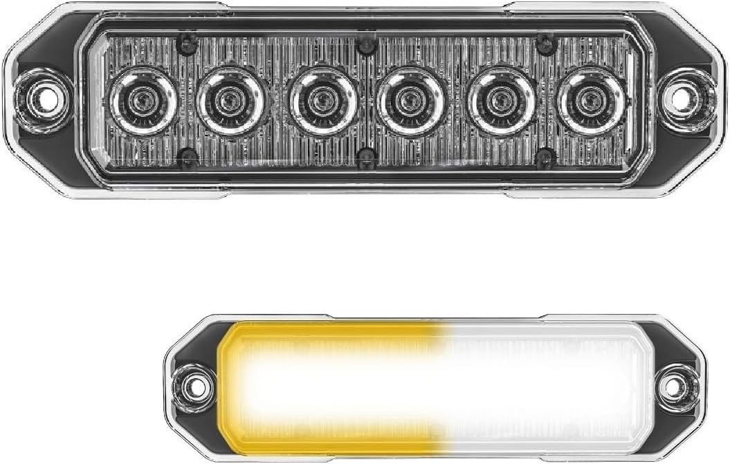 SpeedTech Lights Z-6 TIR LED Surface Mount Strobe Light – 6 LEDs, 18W Grille Hazard Beacon Warning Light for Police, Fire, EMS, Tow Trucks, Construction, and Service Vehicles (Amber/Clear)
