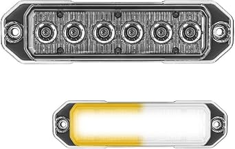 SpeedTech Lights Z-6 TIR LED Surface Mount Strobe Light 6 LEDs, 18W Grille Hazard Beacon Warning Light for Police, Fire, EMS, Tow Trucks, Construction, and Service Vehicles Amber/Clear
