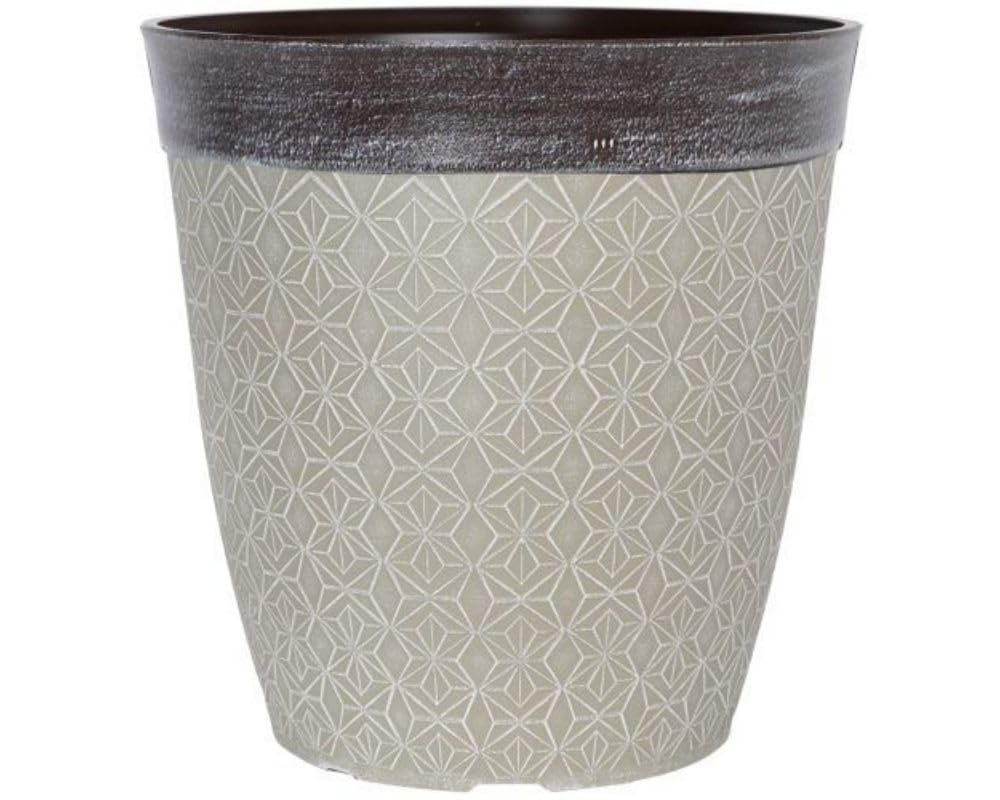 AKKIN Garden Supplies Decorative Tall Round Plastic Planter Plant Pot Phoebe Planter Classic Creamy Fusion - 35.5cm (H) 35.5cm (D) 25.3 Litre Volume - Indoor or Outdoor Use