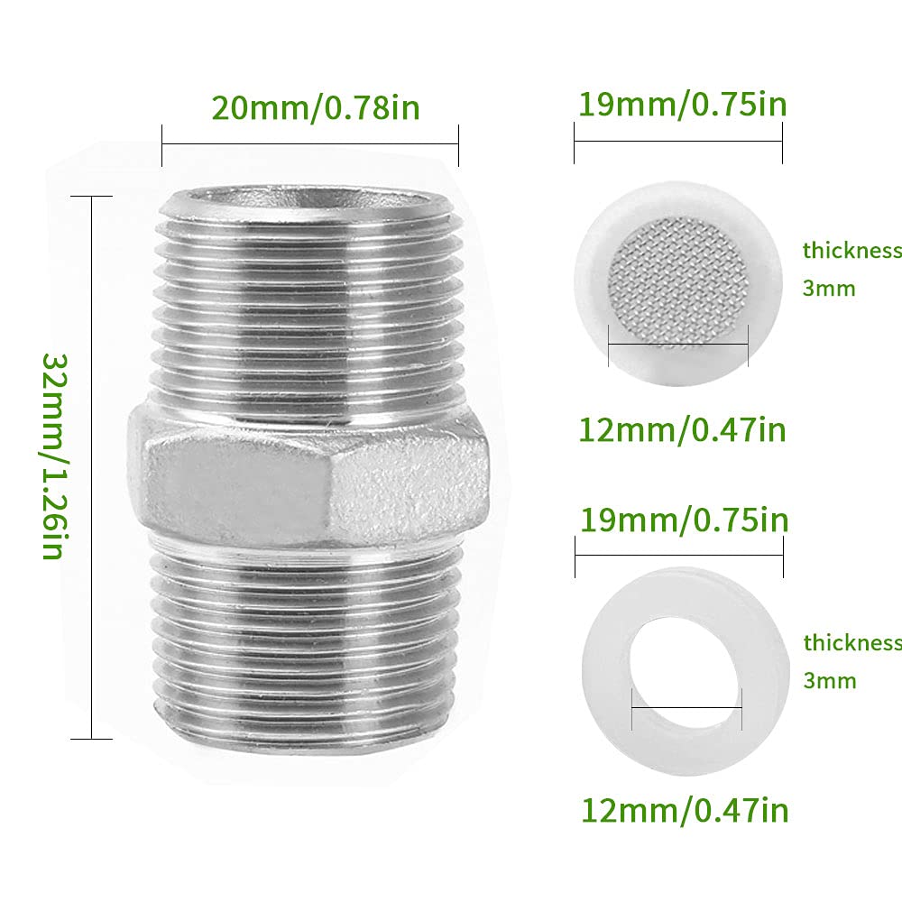 2er-Set Edelstahl Duschschlauch-Adapter 1/2 Zoll – Mit Belüfter & Dichtungen, Für Verlängerung & Verbindung