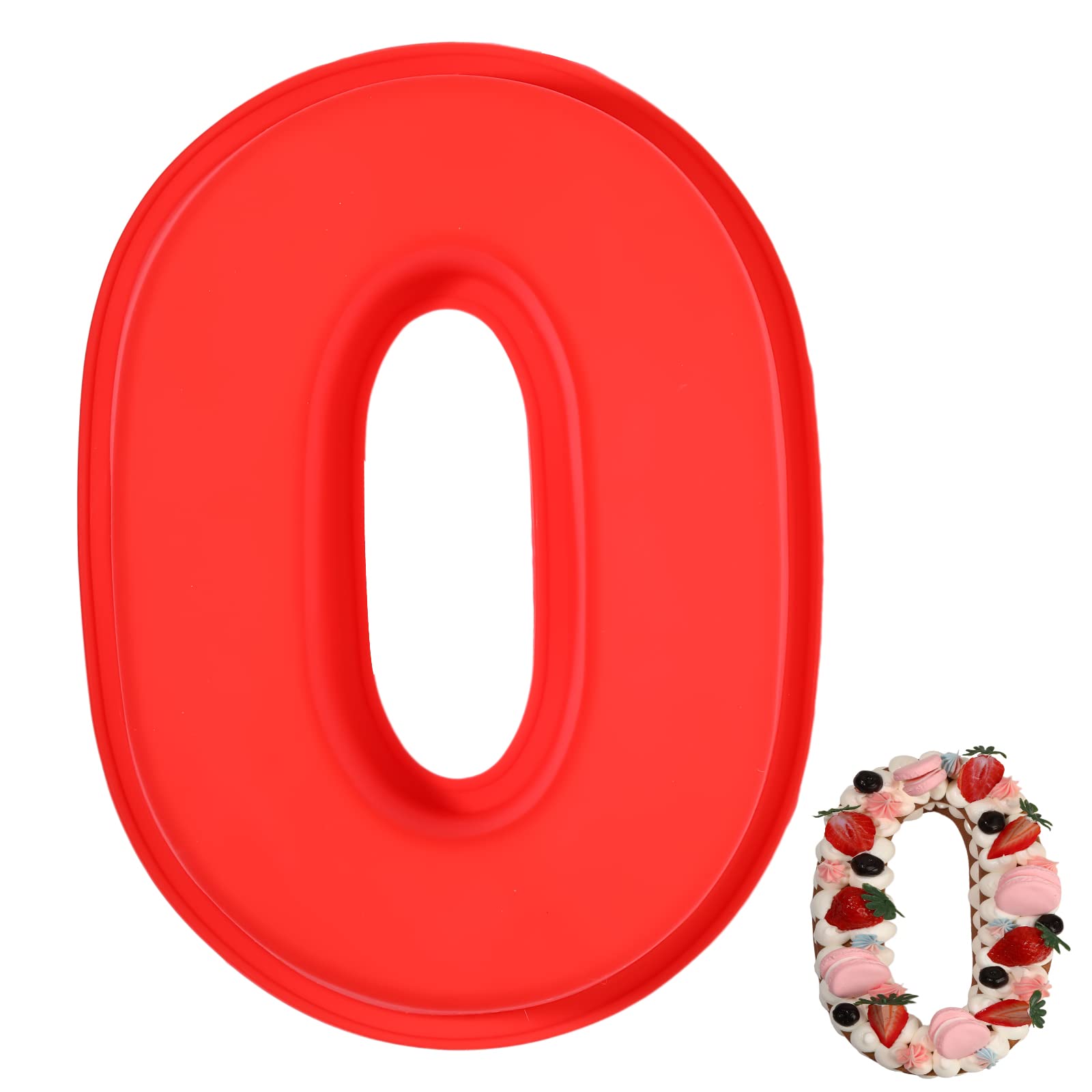 Number Cake Pan 10 Inch Large Silicone Number Cake Pans Baking Number Cake Molds for Birthday Wedding Anniversary Graduation(Number 0)