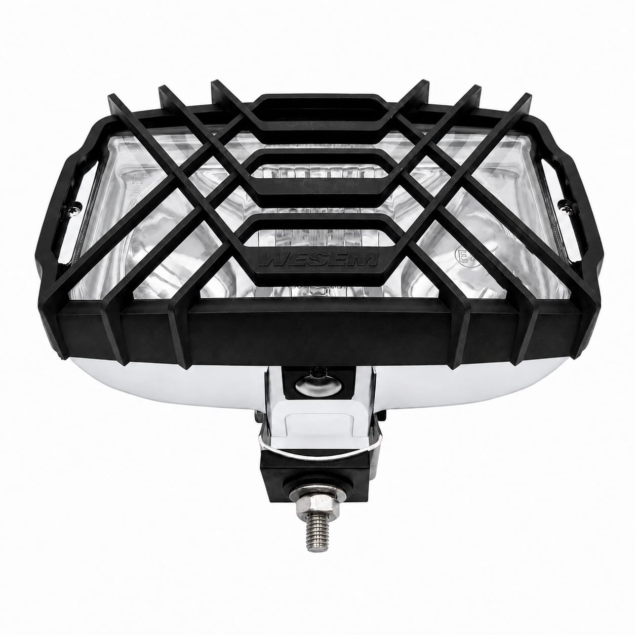 Matel Service 2x Fernscheinwerfer H3 220x123x120 mm E20 für Traktor LKW Nutzfahrzeug – Chrom Klarglas mit Schutzgitter ohne Glühlampen