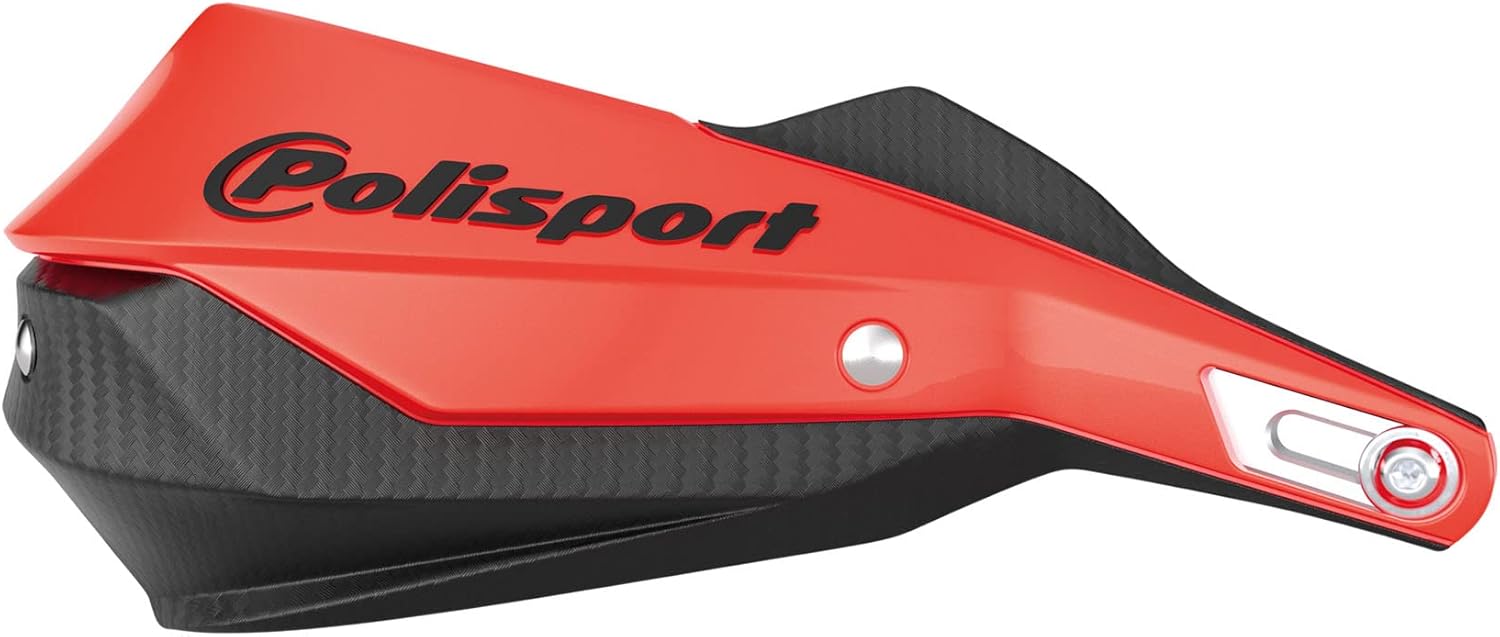 Polisport Trail Blazer Handguard for Motocross – Universal Repair Handguard - Full Wrap-Around for Extreme Riding Condition, Made from 6061 T6 Aluminum for SM, Motard & Dirt Bikes- Red/Black