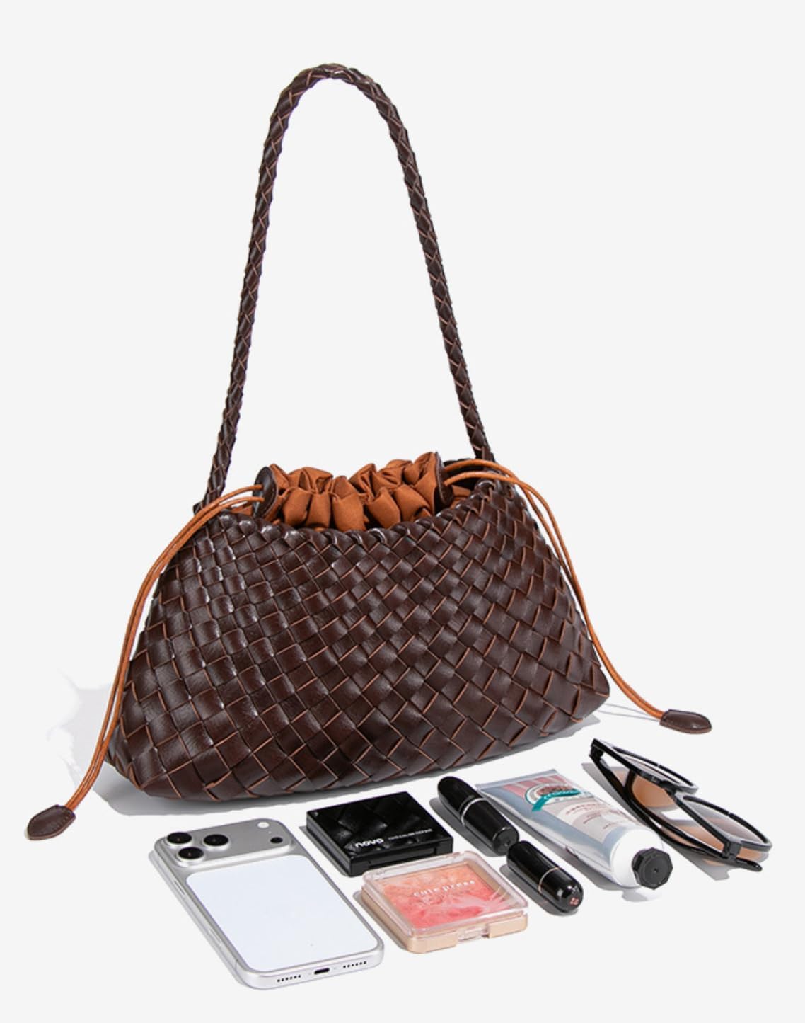 2 Pcs Slouchy Woven Hobo Bags Women Trendy Underarm Crossbody Shoulder Bag Summer Beach Travel Bag Bucket Tote Handbag