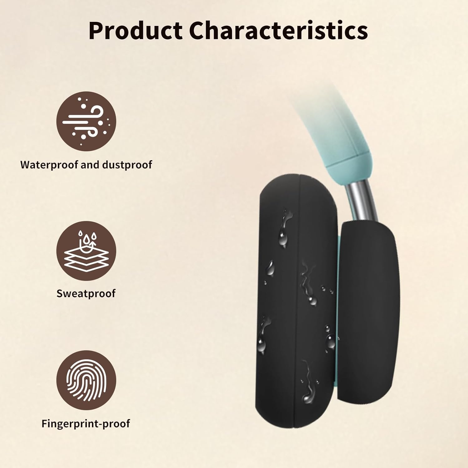 Case for CMF by Nothing Headphone Pro, 2 Sets Silicone Sweat Cover, Eeadphones Protective Case Ear Cushions/Headband, Cover Protector, Washable Scratchproof, Black - Image 4