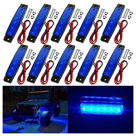 10 Pack LED Rock Strip Lights Waterproof Exterior Interior Lights Car Underglow Wheel Fender Well Lighting Kits for Golf Cart Jeep Wangler Offroad Truck Ford RV UTV ATV RZR Snowmobile (Blue)