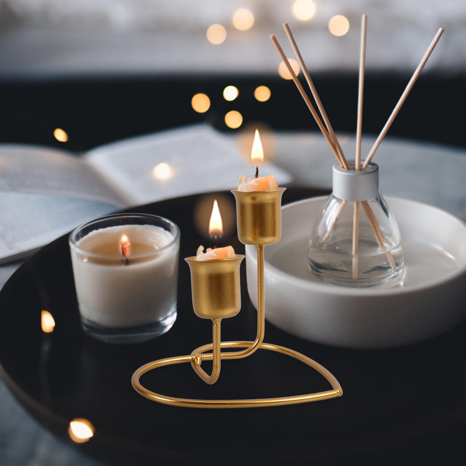 TOYANDONA 5 Stück Goldener Eisen Kerzenständer für Esstische, Hochzeiten