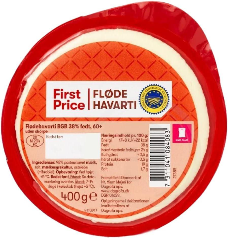 FP Flodehavarti | Danish Food Staple | Creamy Mild Havarti Cheese | 1 x 400g