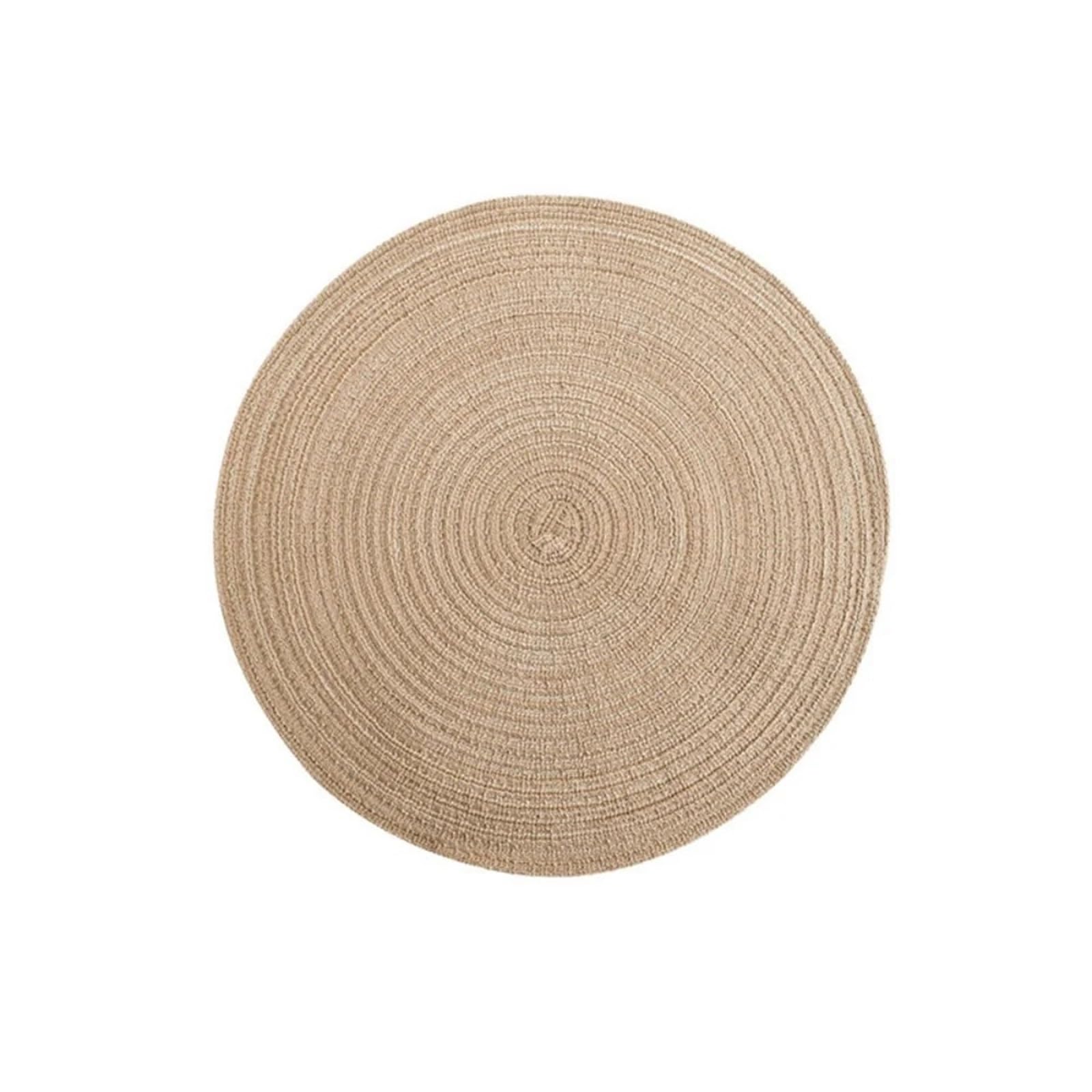 Cotton Coasters 4pcs Round Ramie Imitation Cotton Yarn Woven Anti Scald Insulation Dish Mat Household Table Coaster(Light Yellow)