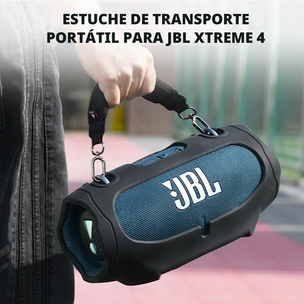 Funda de Silicona para Altavoz Bluetooth Portátil JBL Xtreme 4 – Funda Protectora Antigolpes con Correa de Transporte, Funda de Viaje Antideslizante