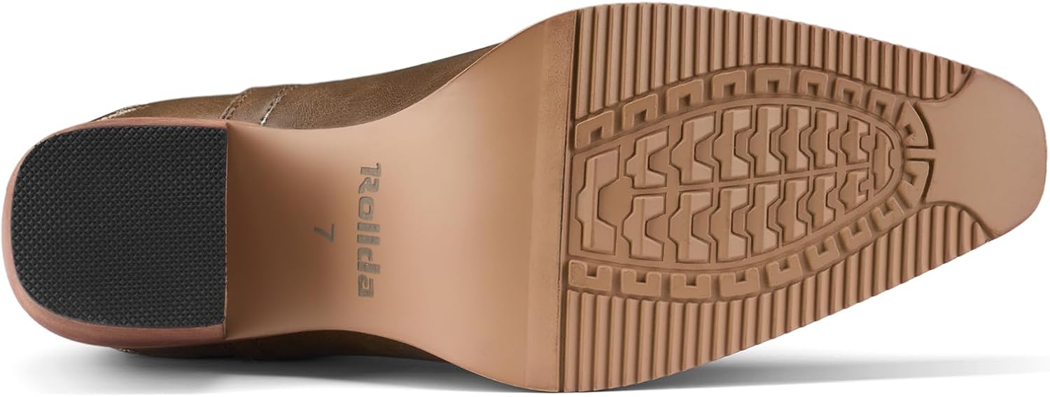 Rollda Cowboy Ankle Booties for Women, Cowgirl Short Boots with Chunky Stack Heels, V Cutout Ladies Western Booties for Cowboy Chic Style - Image 5