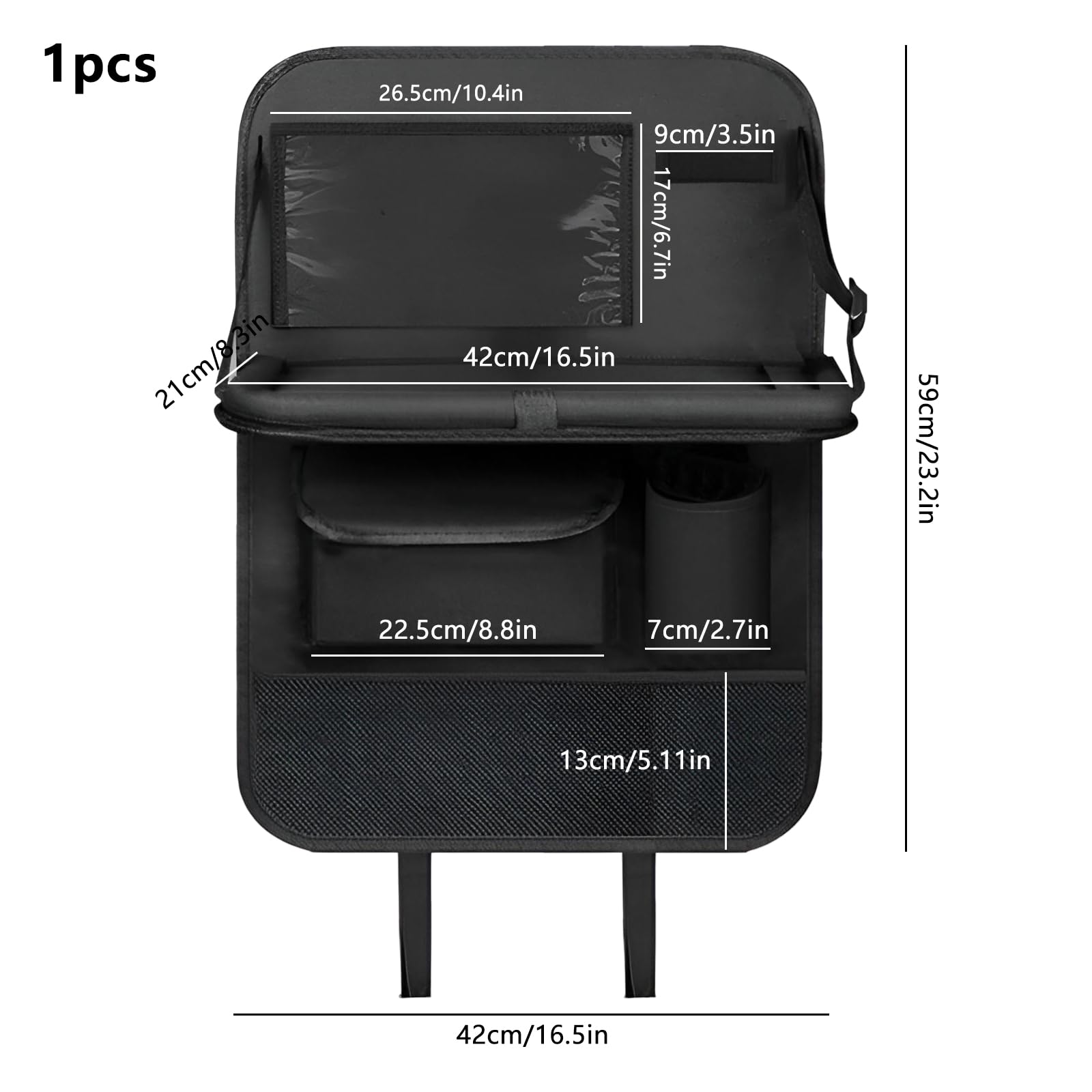 Vaskula Organisateur Voiture Noir Rangement Siege Voiture avec Table Rabattable Nombreuses Poches Protection Siege Voitures Multifonction Étanche pour Enfants Longs Trajets en Voitures