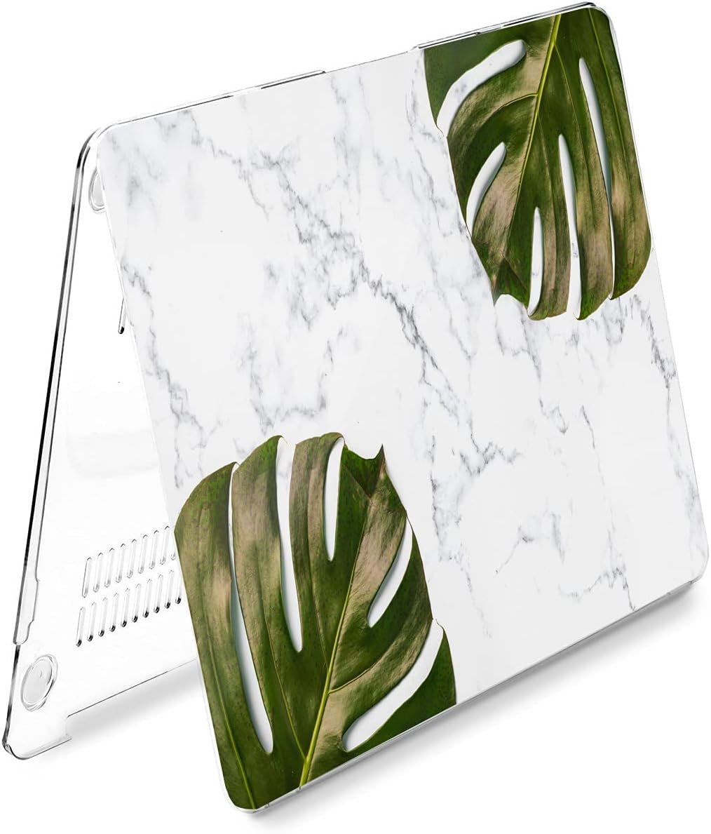 Hard Case Compatible for MacBook Pro 16 14 M3 M2 2023 M1 Pro 13 2022 Air 13 2021 Retina 2020 Mac 11 12 Leaves Trendy Cover Green Palm Print Marble Design Texture Protective Laptop Tropical