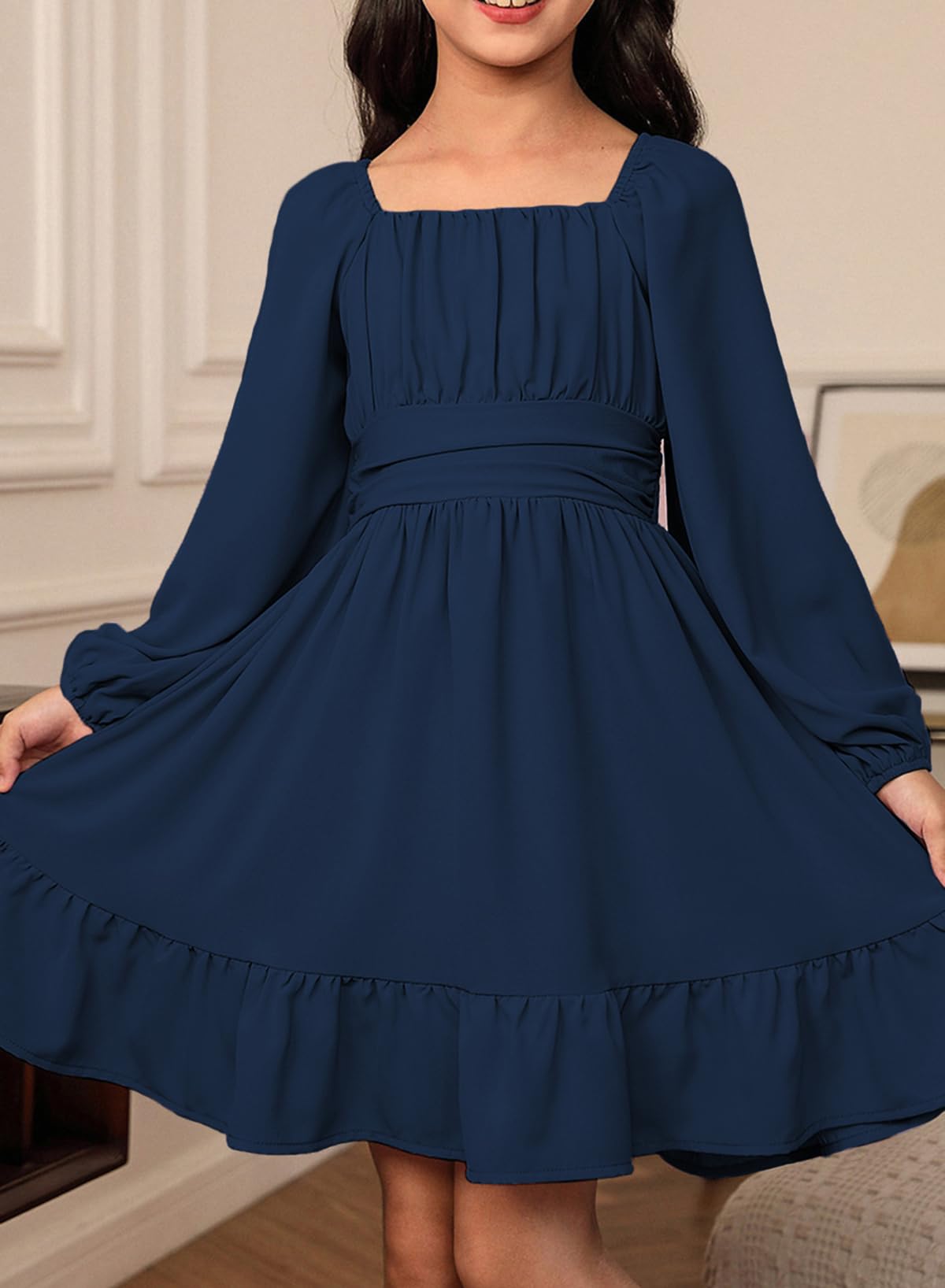 women's a line holiday dress Girls: Just A Dream Blue Floral Midi Dress – Shop the Mint main image 1