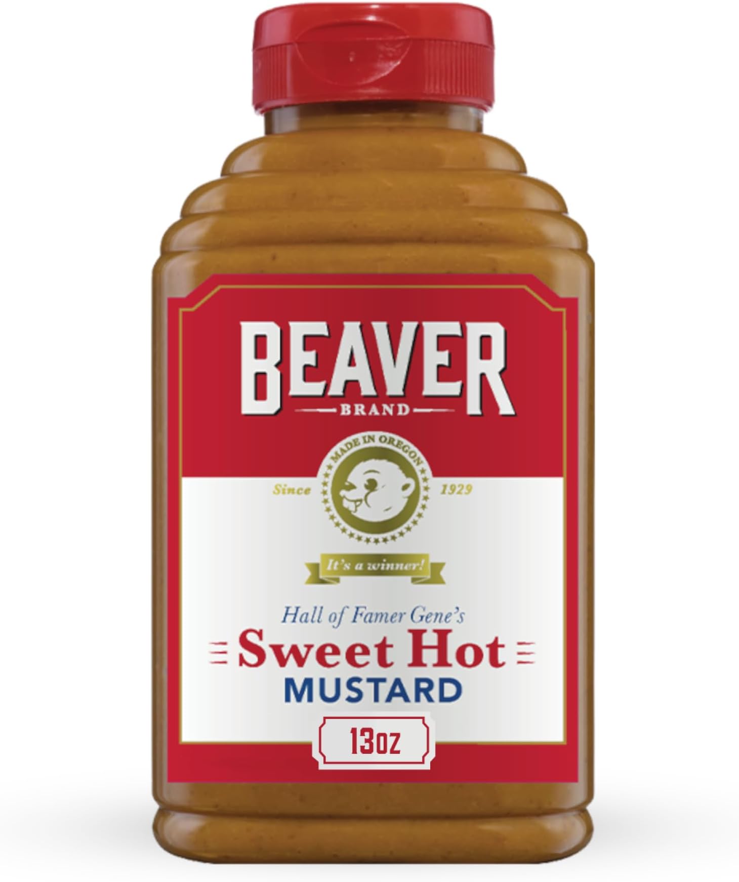 Beaver Sweet Hot Mustard, 13 oz squeeze bottle