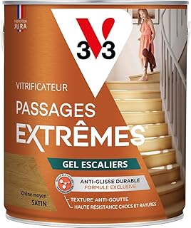 V33 Vitrificateur parquets passages extrêmes Gel escaliers, Chêne moyen Satin, 2,5L