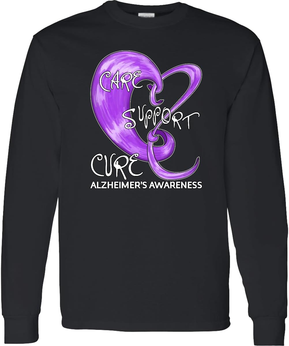 inktastic Care, Support, Cure- Alzheimers Awareness Adult Long Sleeve T-Shirt