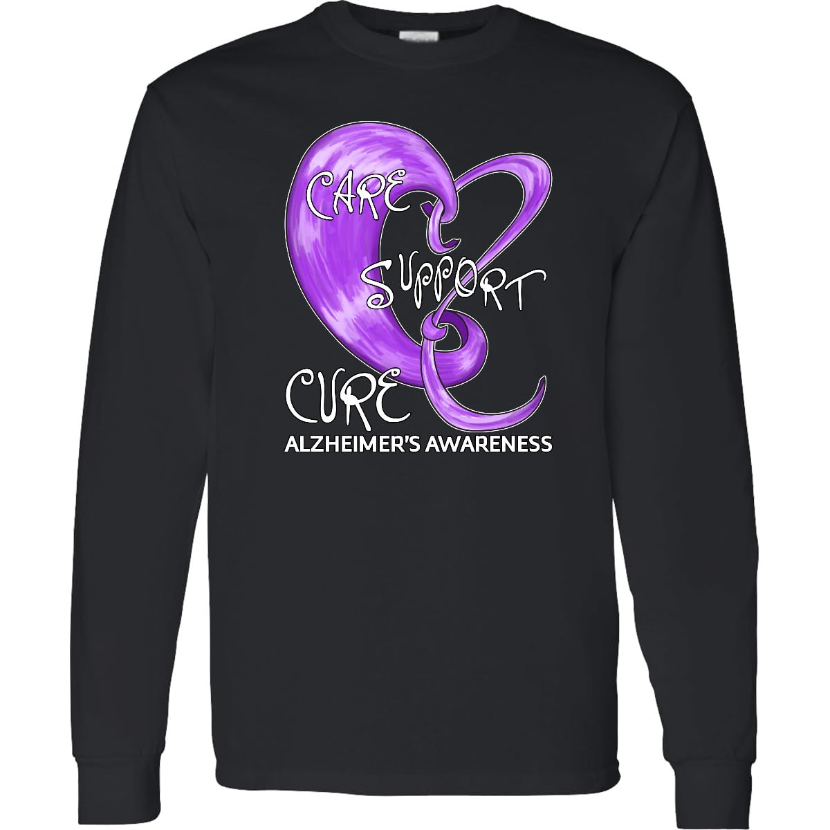 inktastic Care, Support, Cure- Alzheimers Awareness Adult Long Sleeve T-Shirt 3X-Large 0040 Black 2b645